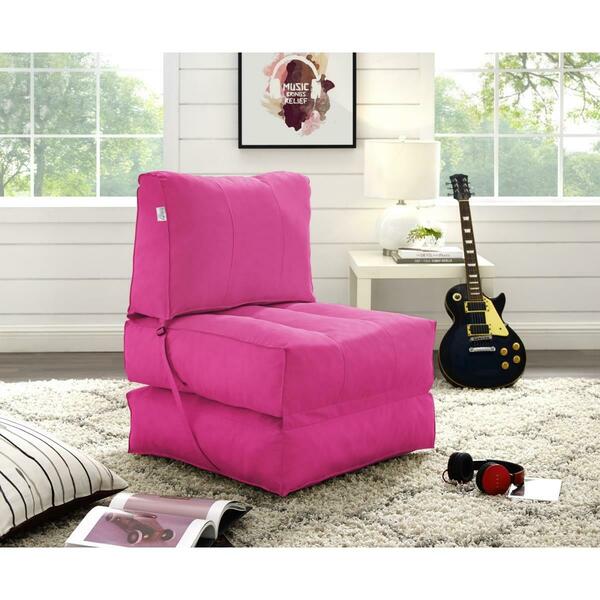 Posh Living Bean Bag Chair, Lounge Chair, Sleeper, Memory Foam Sofa & Flip Chair, Fuchsia, 55 x 27.5 x 24.4 in. PO380958